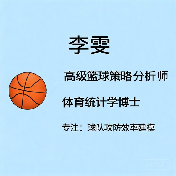 李雯，高级篮球策略分析师，体育统计学博士，专注球队攻防效率建模